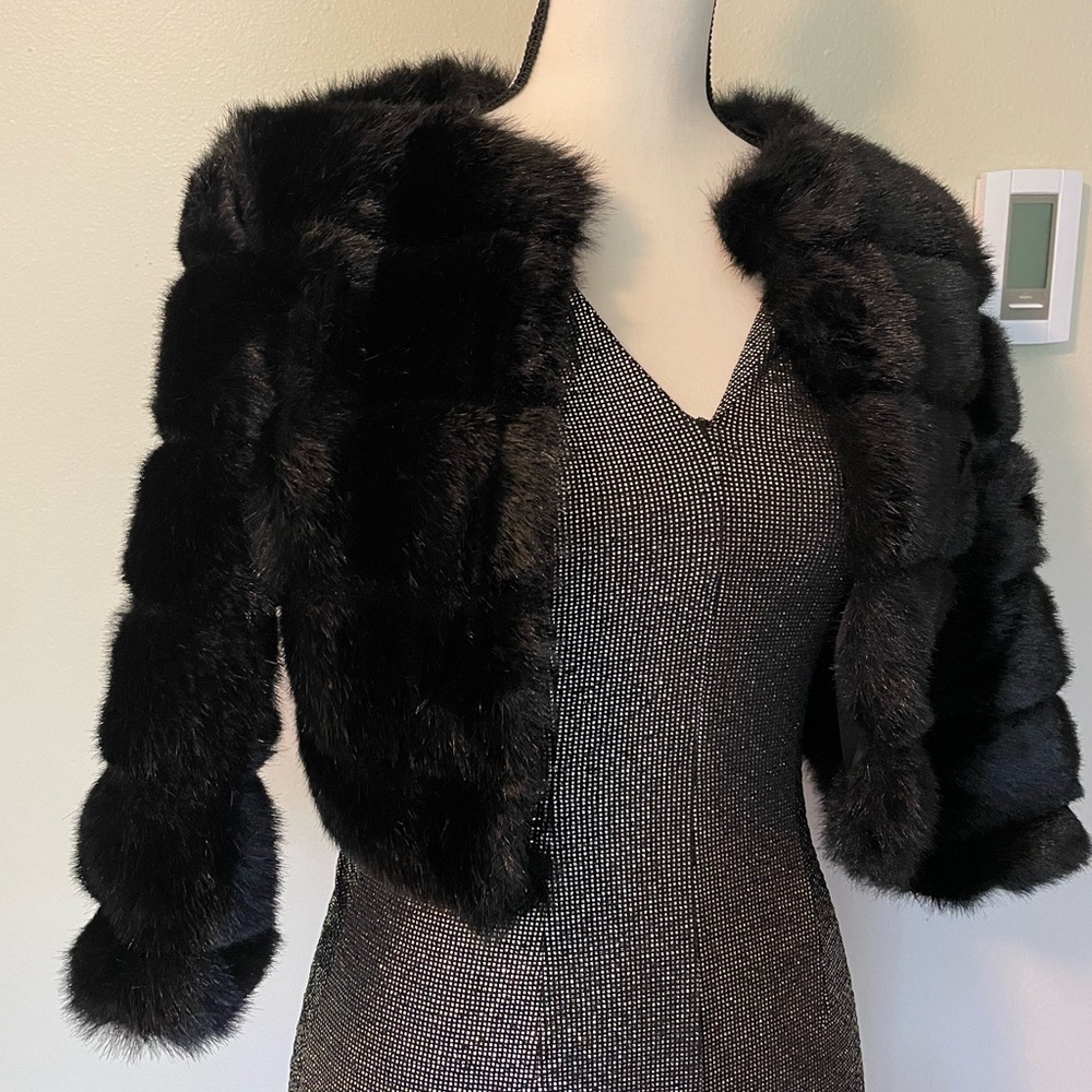 Black faux mink coat